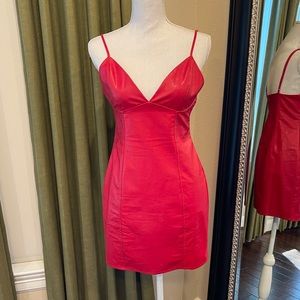 Red leather dress